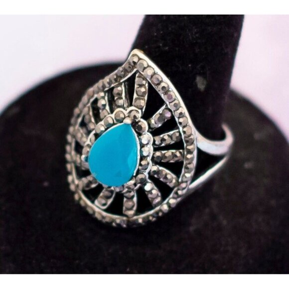 Vintage Art Deco Water Drop Ring | Silver Tone | Size 10 | J26 - Picture 2 of 3